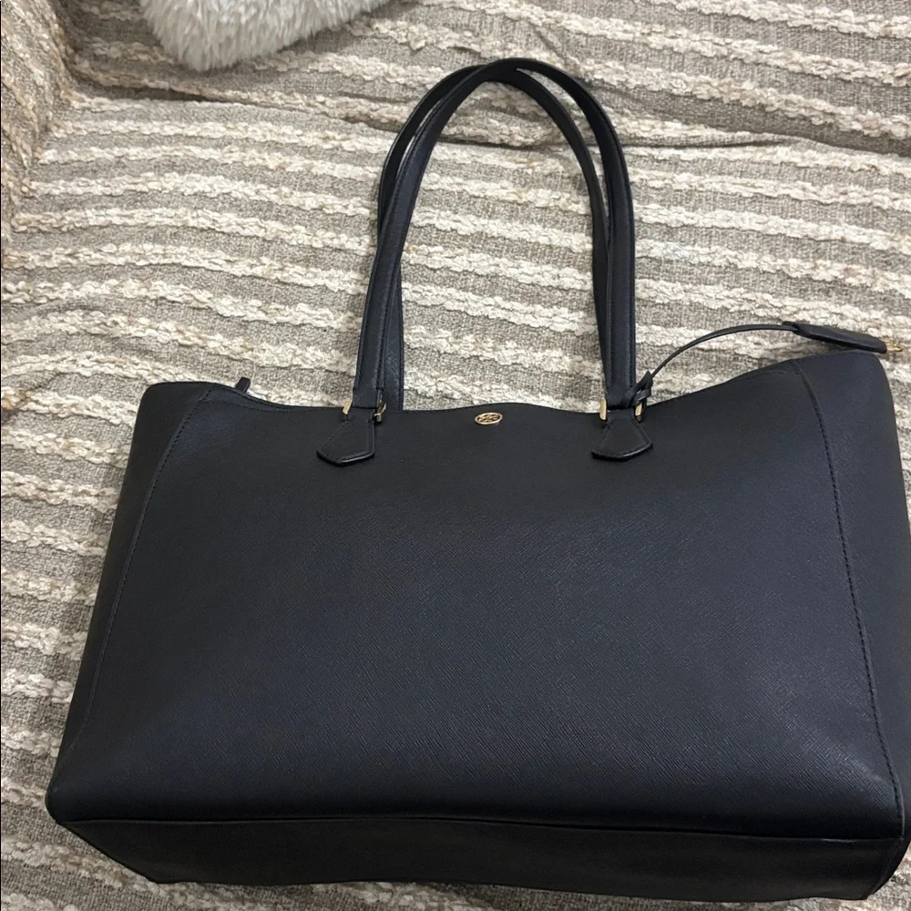Tory‎ Burch Large Robinson Black Leather Tote Shoulder Bag